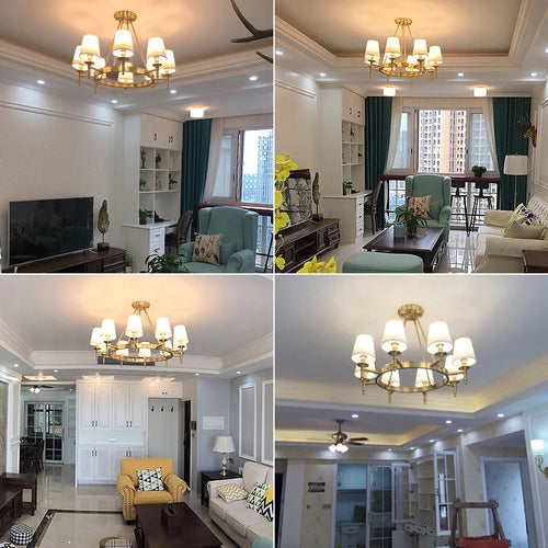 lustre américain rétro maison intérieur salon salle à manger décor plafond tissu abat-jour Lampara techo - vue 9 sur 14