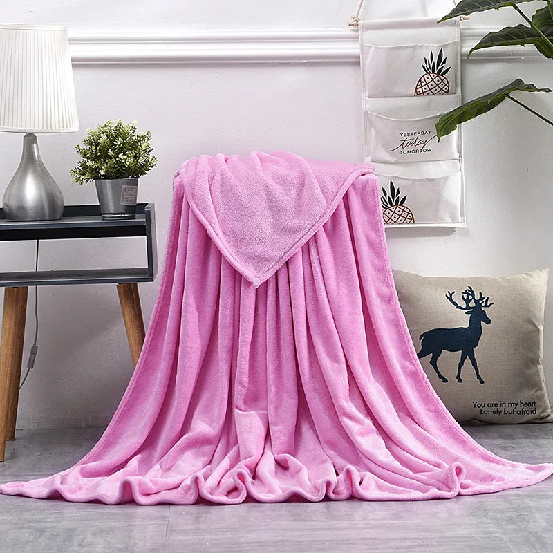Plaid flanelle polaire corail doux chaud canapé lit - vue 11 sur 14