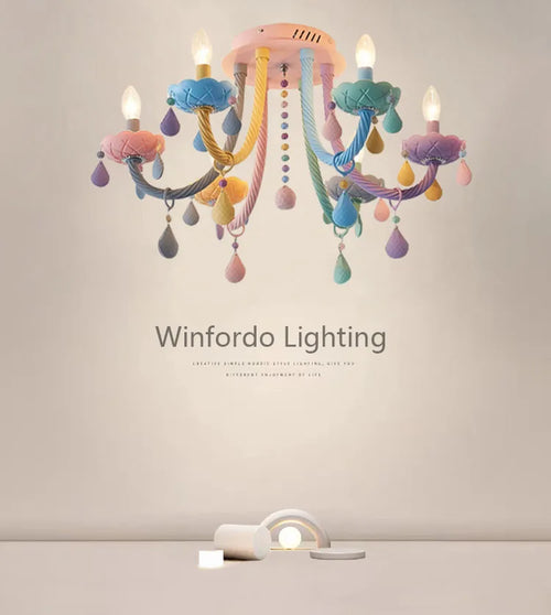 Plafonnier coloré pour enfants lustre moderne Fort chambre d'enfants avec douilles E14/E12 Moe éclairage lampe pour enfants