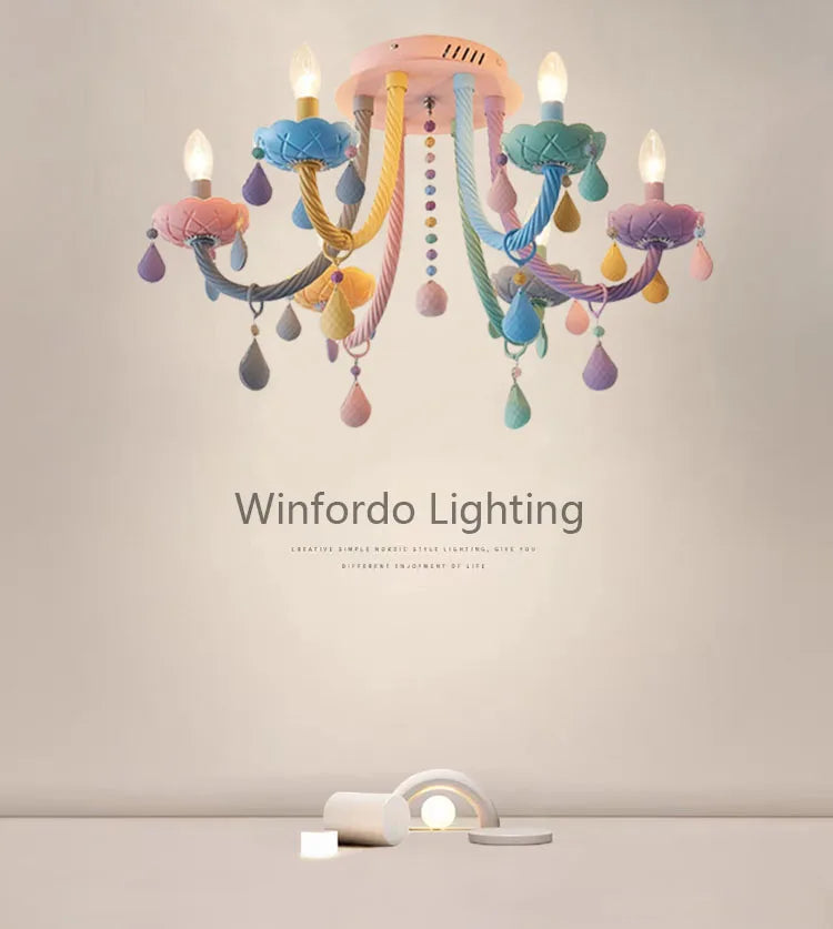 Plafonnier coloré pour enfants lustre moderne Fort chambre d'enfants avec douilles E14/E12 Moe éclairage lampe pour enfants - vue 3 sur 9