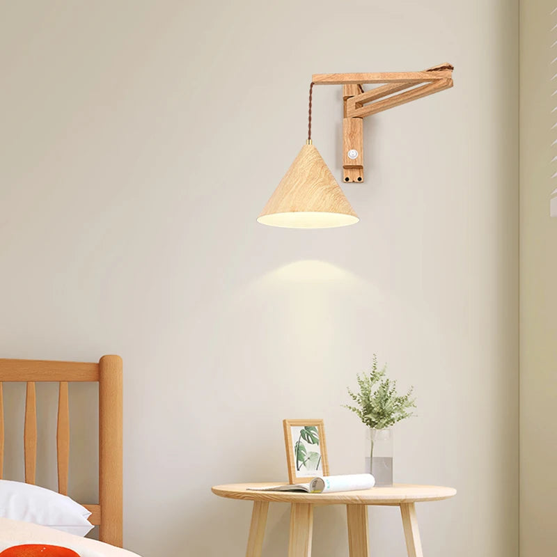 applique murale pliable vintage japonaise avec interrupteur led