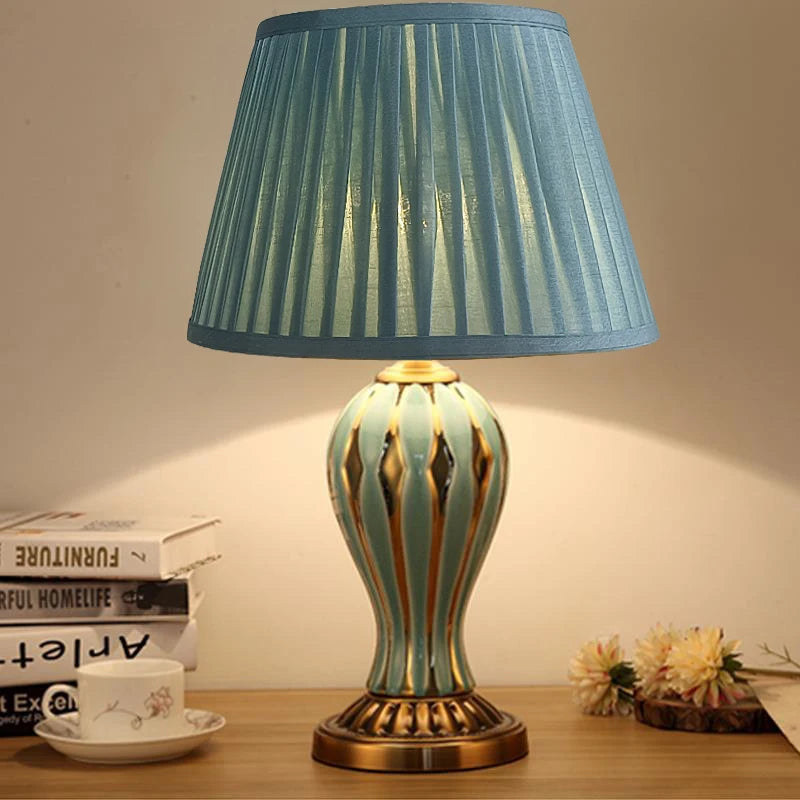 lampe de bureau antique américaine en céramique peinte à la main - vue 3 sur 9