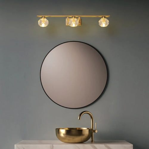 Led personnalité mode tout cuivre cristal miroir phare moderne Simple Anti-buée salle miroir phare