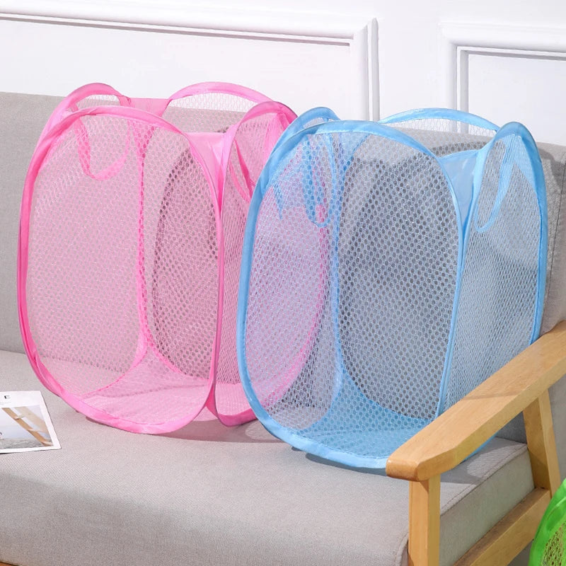 panier pliable pour tri de linge sale en maille - vue 5 sur 8