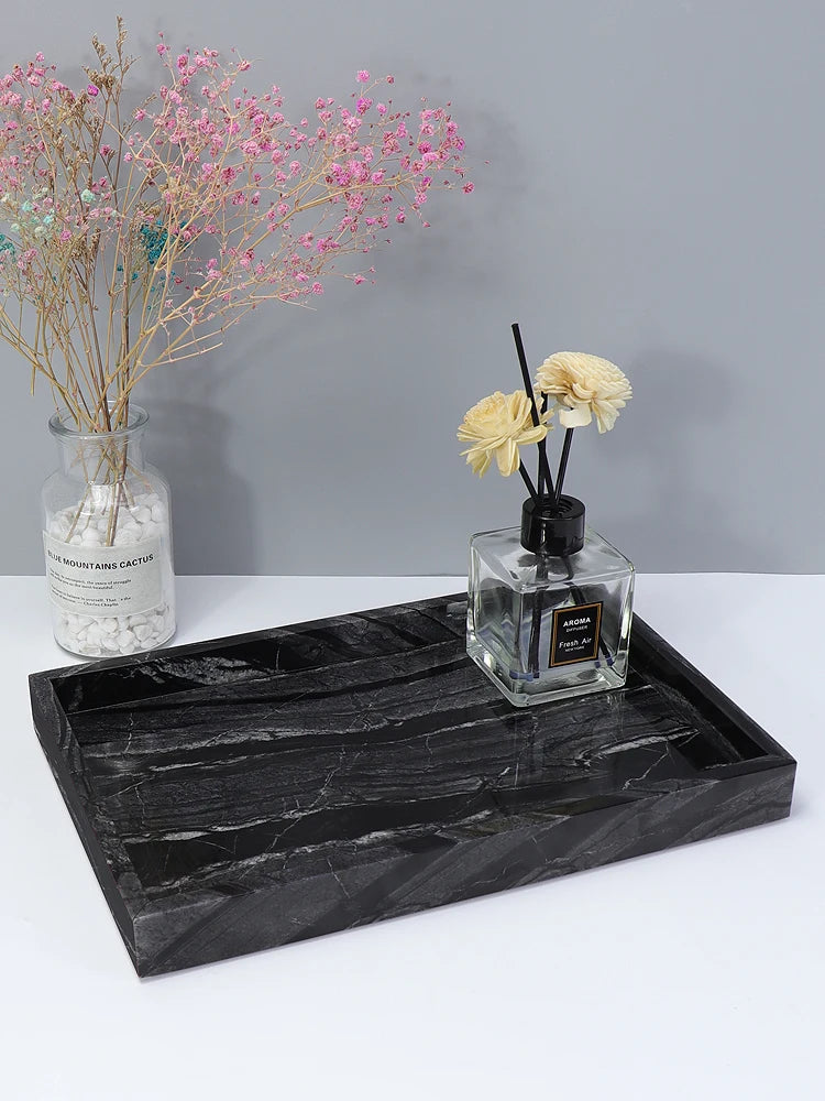 boîte de rangement en travertin et marbre naturel luxe - vue 3 sur 18
