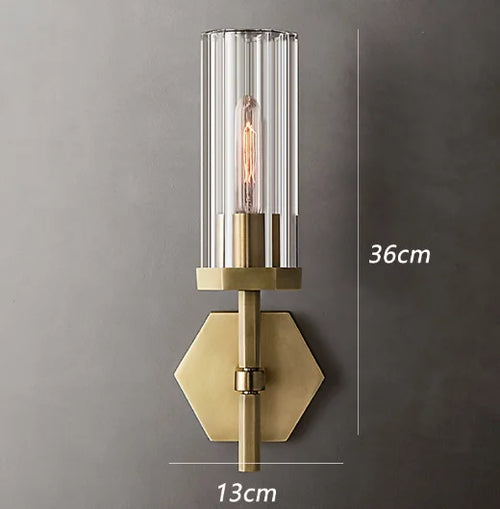 applique murale led de luxe américaine avec abat-jour en cristal et métal doré - vue 11 sur 11