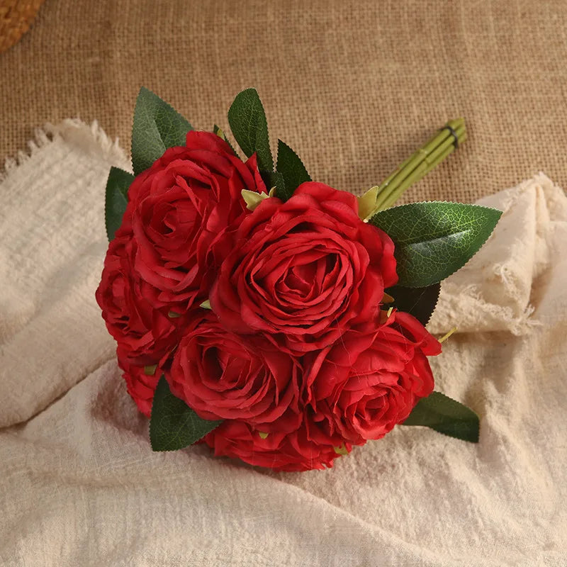bouquet de roses artificielles décoration intérieure et extérieure fleurs faux - vue 3 sur 18