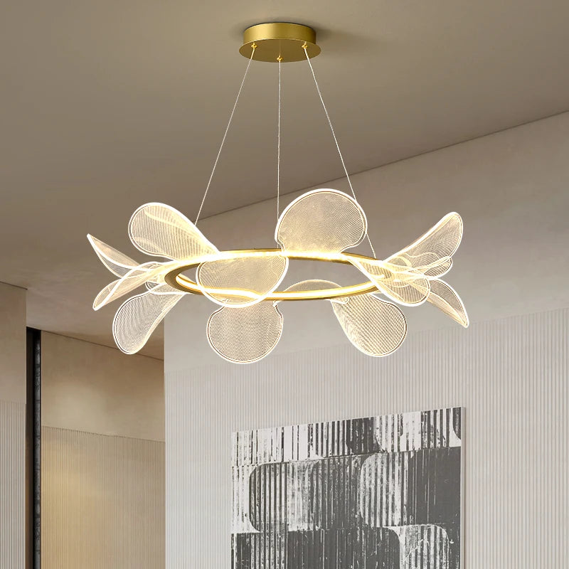 lustre en acrylique avec anneau doré à intensité variable  livraison directe