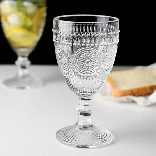 Verre gobelet à pied tournesol relief 300 ml