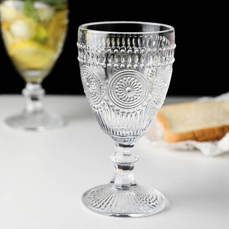 Verre gobelet à pied tournesol relief 300 ml