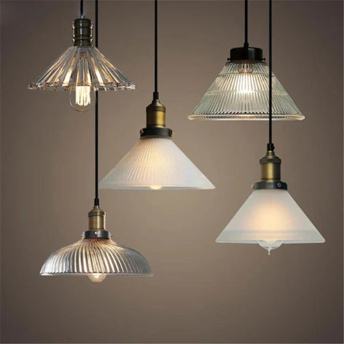 Rétro LED lustre en verre américain suspension lampe cuivre suspension en laiton créatif minimaliste Edison lampe chambre décoration