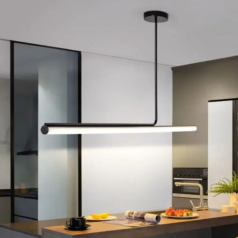 SANDYHA Nordique Design Minimaliste Bande Suspension Art Long Tube Lustre Salon Salle à Manger Cuisine Île Luminaires