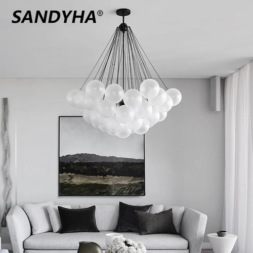 lustre moderne en verre dépoli pour décoration intérieure - vue 2 sur 10