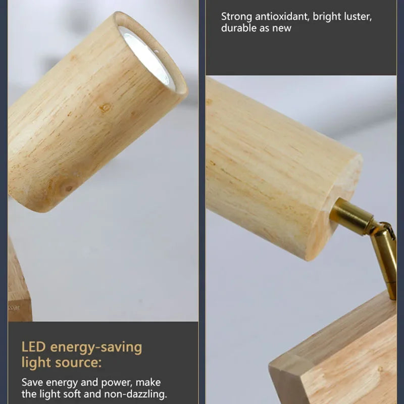 spot rotatif réglable en bois nordique luminaire vestiaire - vue 7 sur 17