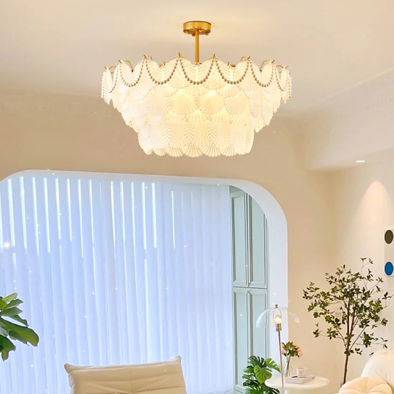 lustre de luxe en forme de coquille en cristal feng shui - vue 5 sur 11