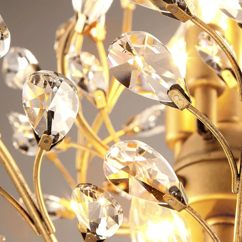 Vintage bougie suspension nordique LED lustre en cristal pour salon chambre cuisine Villa hôtel Hall luminaire