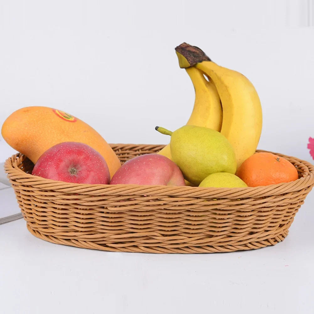 panier en rotin synthétique pour fruits et rangement - vue 6 sur 8