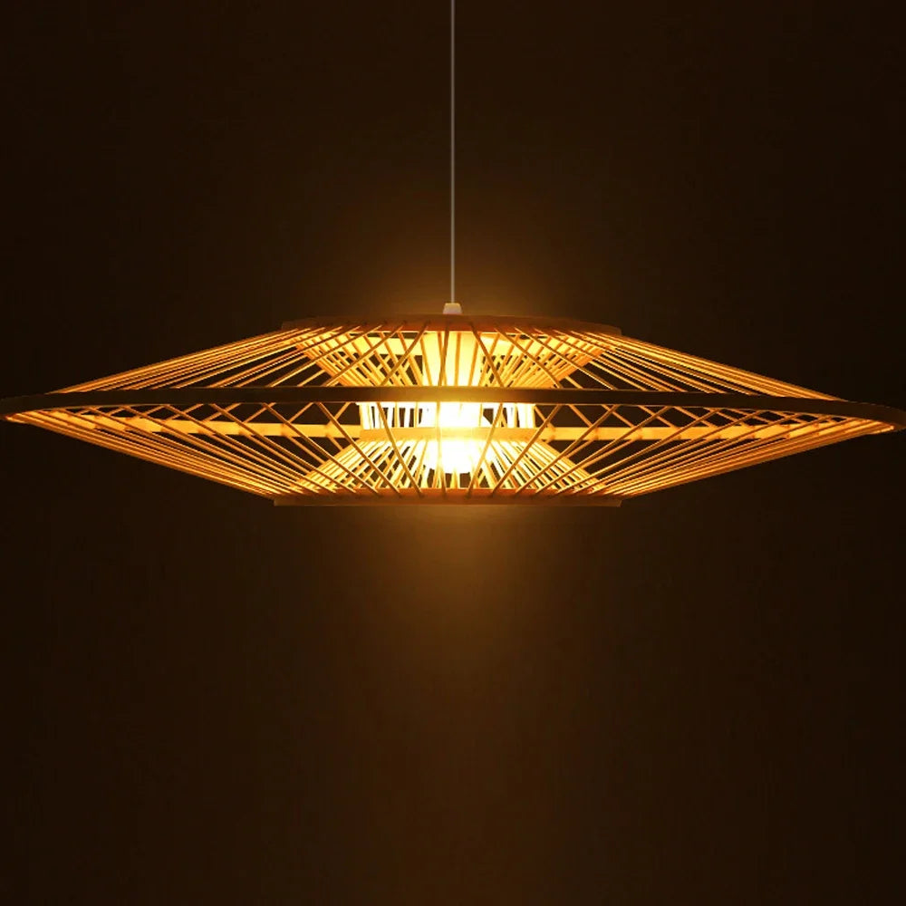 lustre en bambou style rétro pour décoration intérieure - vue 4 sur 8