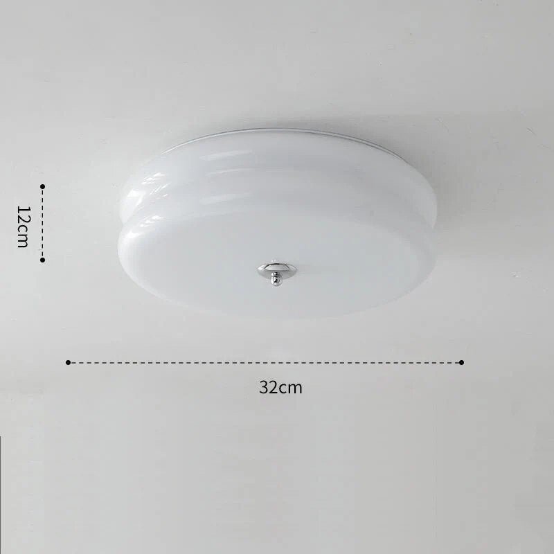 Plafonnier rétro français en verre crème pour chambre à coucher - vue 7 sur 9