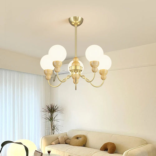 suspension en verre rétro en bois pour un intérieur élégant - vue 3 sur 14