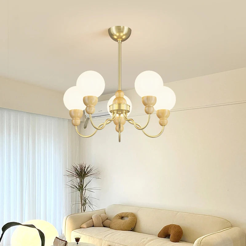 suspension en verre rétro en bois pour un intérieur élégant - vue 3 sur 14