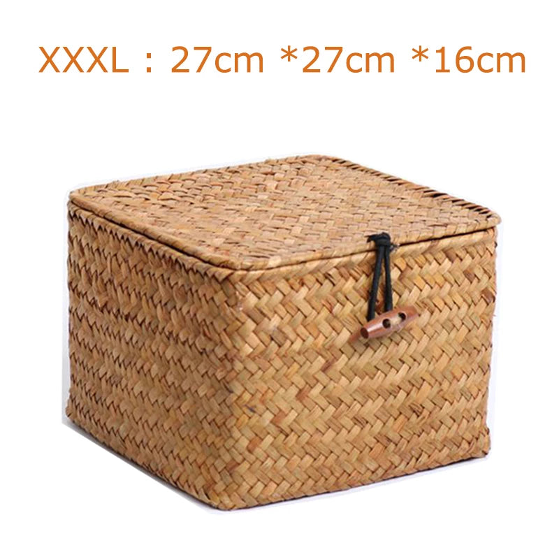 panier de rangement en algues tissé à la main avec couvercle - vue 14 sur 14