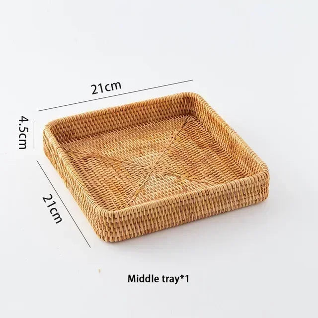 panier de rangement tissé à la main en rotin pour cuisine et pique-nique - vue 12 sur 22