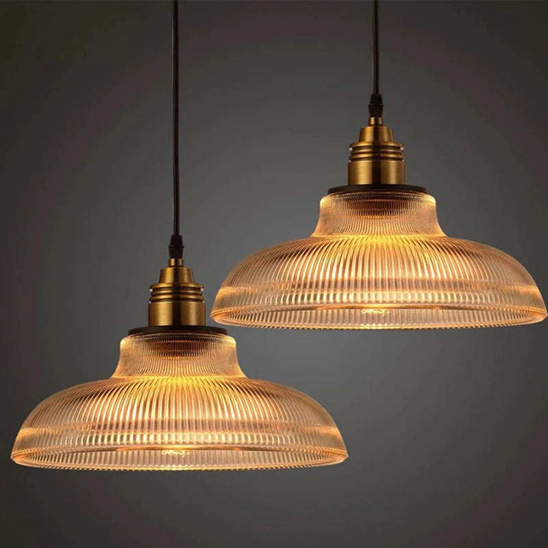 suspension Creative vintage rayure pot couverture verre lumières américain salon lampe Simple Restaurant Bar lampe LED E27 lumière - vue 4 sur 10
