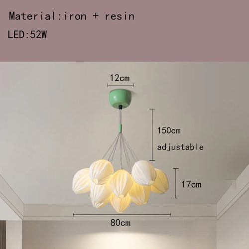 lustre en résine avec abat-jour romantique en métal - vue 14 sur 14