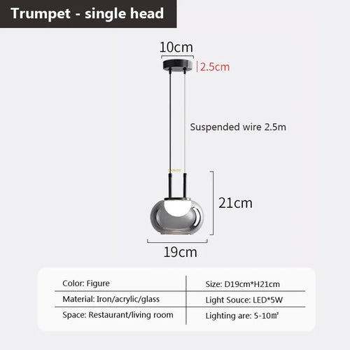 suspension en verre à plusieurs têtes pour intérieur moderne - vue 18 sur 23