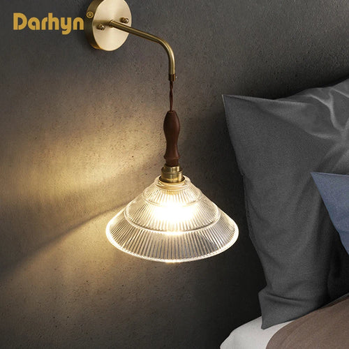 applique murale rétro verre moderne abat-jour clair nordique