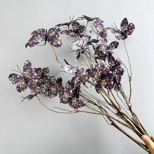 branche de papillon artificielle avec fausses fleurs décoratives pour jardin