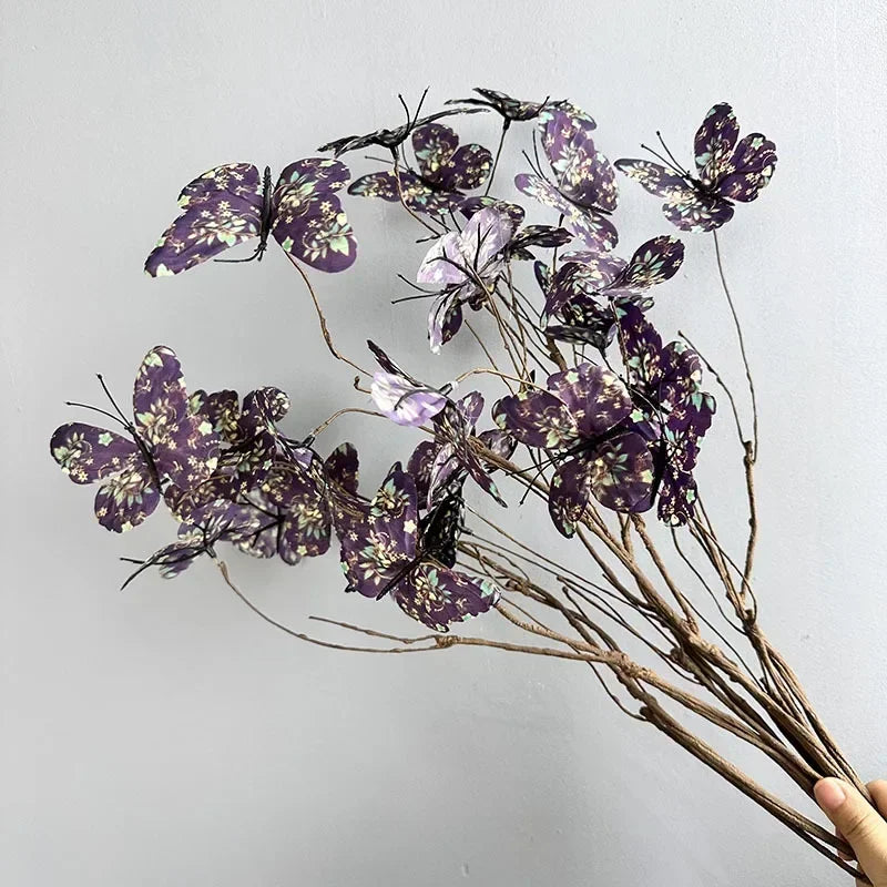 branche de papillon artificielle avec fausses fleurs décoratives pour jardin - vue 5 sur 13