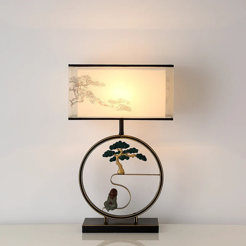 lampe de chevet rétro style chinois pour décoration intérieure - vue 4 sur 7