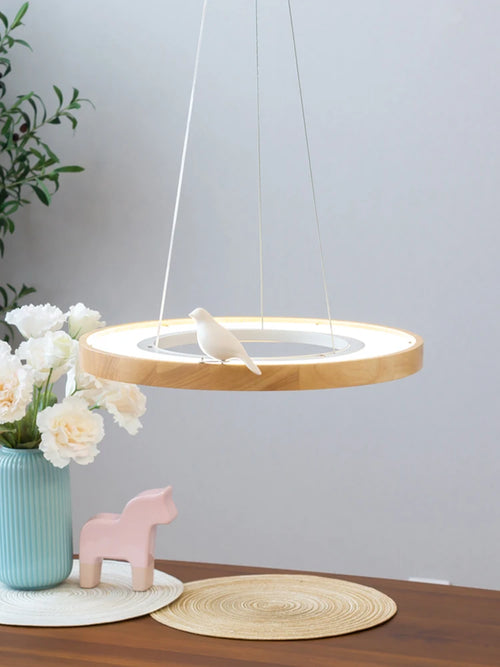 suspension ronde à led en bois pour éclairage commercial et industriel - vue 5 sur 10