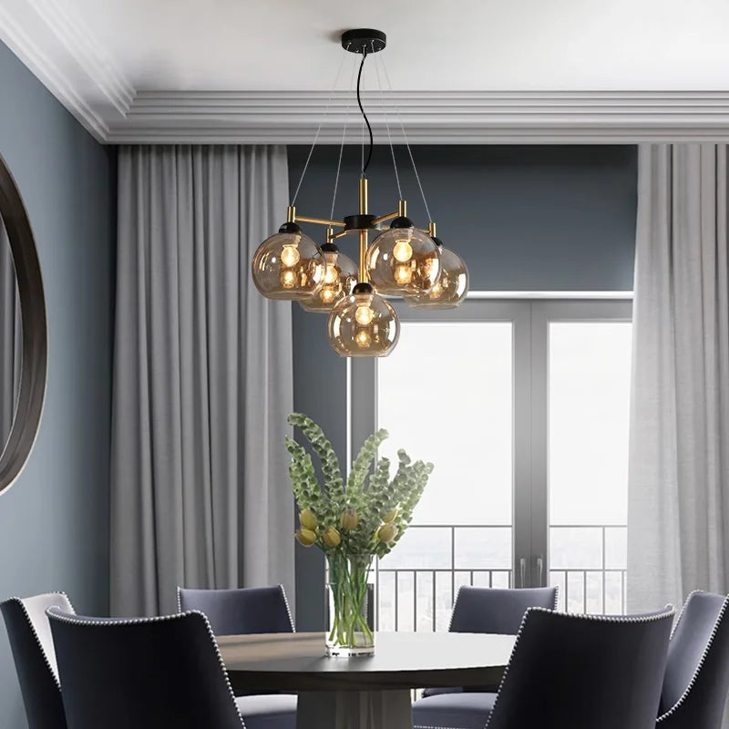 Lustre design Moderne à boule en verre home - vue 5 sur 12