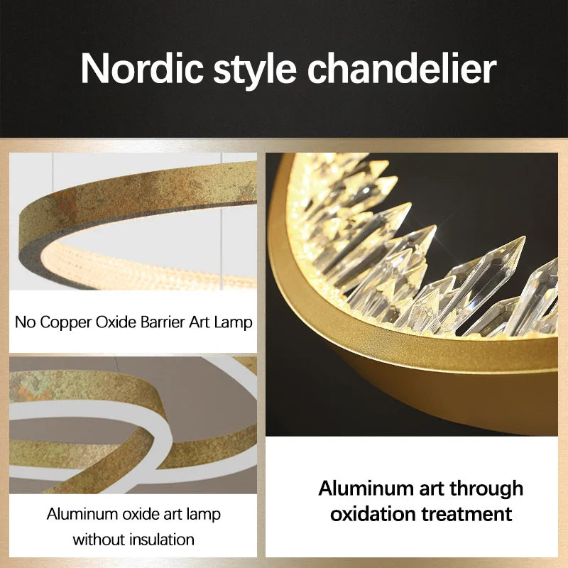 lustre en cristal design luxe avec éclairage led - vue 5 sur 19