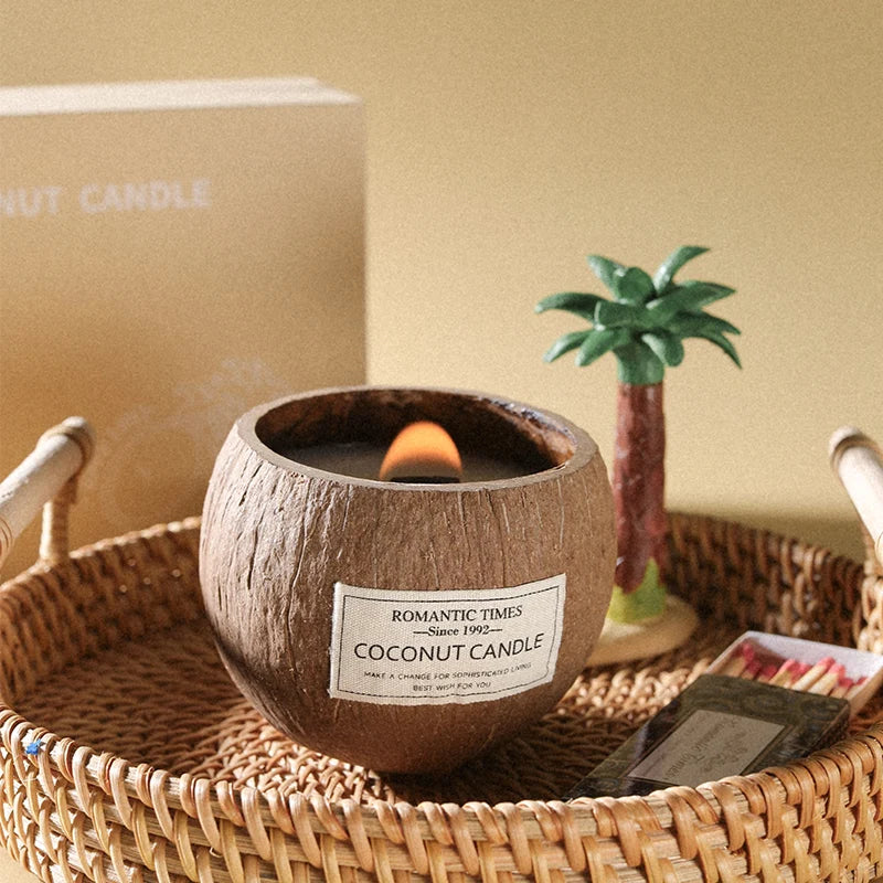 coffret cadeau bougie parfumée noix de coco souvenir de noël - vue 3 sur 20