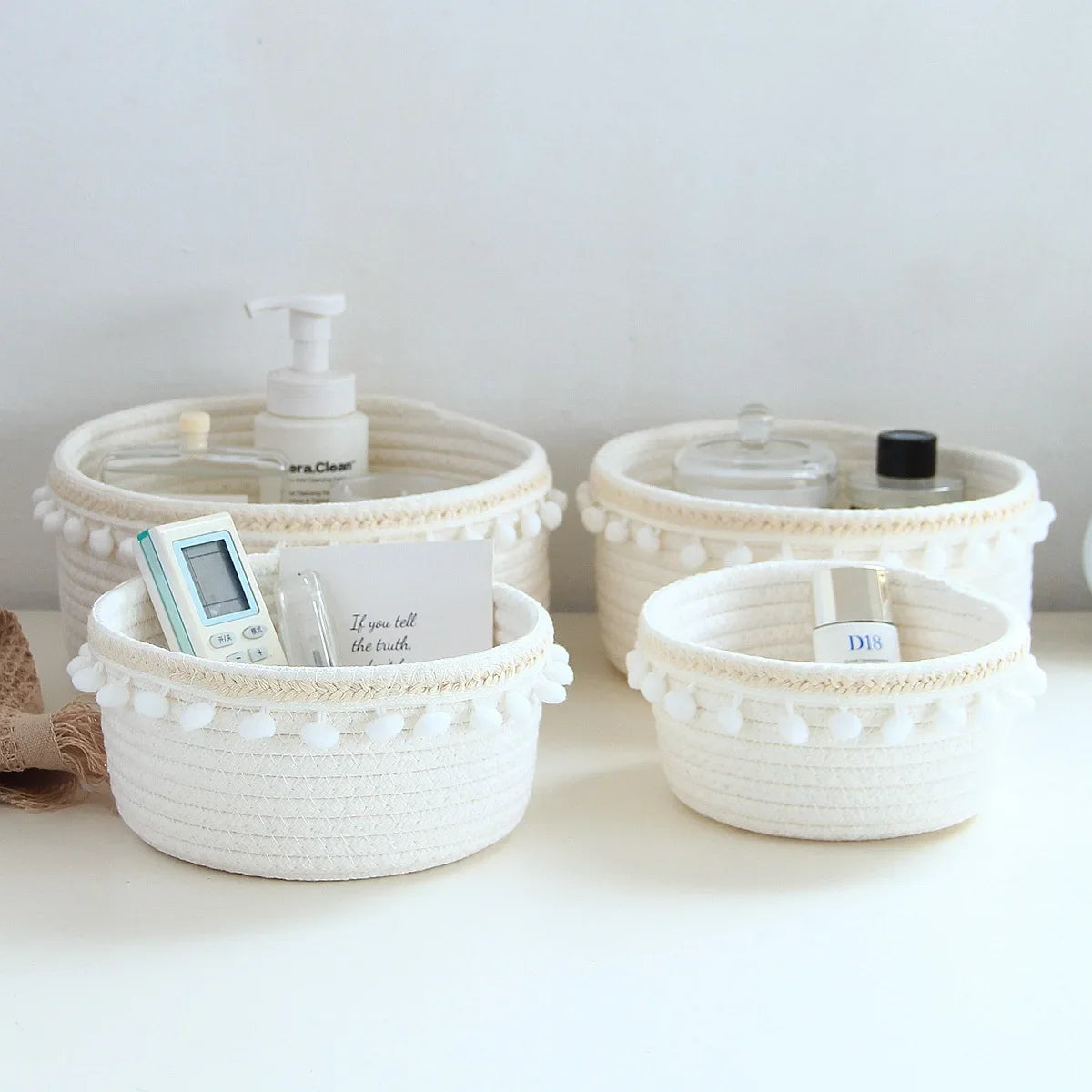 panier de rangement tissé portable pour jouets et bureau