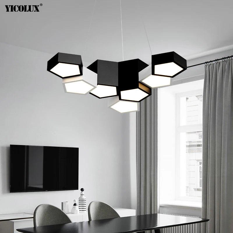 Plafonnier Gradation à distance Noir Blanc Moderne LED Lumières Salon Salle À Manger Chambre Hall Bar Lampes Éclairage Intérieur - vue 5 sur 20