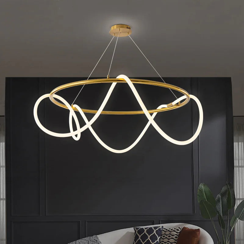 lustre moderne à long tuyau pour décoration intérieure élégante - vue 4 sur 25