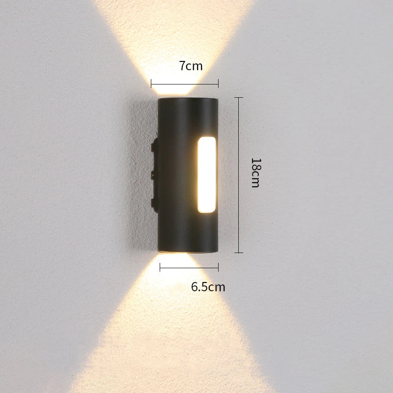 12W Outdoor LED Wall Lamp IP65 Waterproof Simple Up and Down Lighting Porch Garden Lights Home Sconce Decorative COB Spotlight - vue 6 sur 7