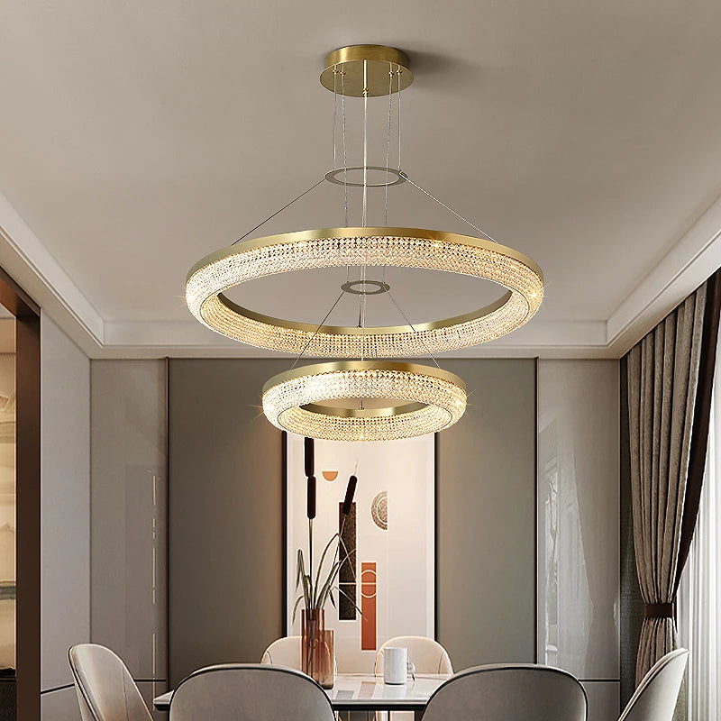 lustre en cristal rond design nordique pour décoration intérieure - vue 3 sur 12
