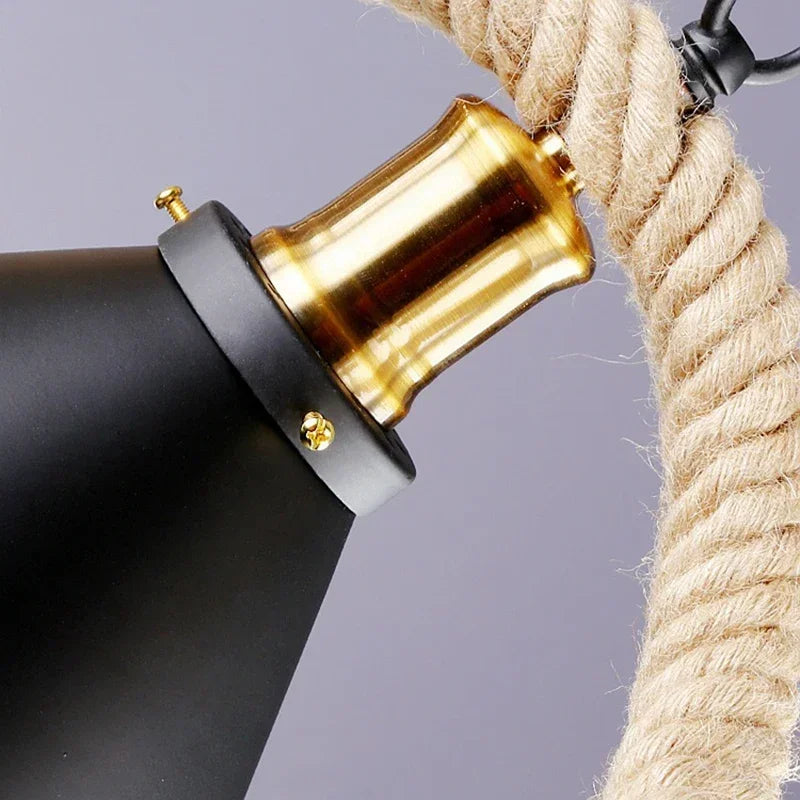 Lustre et Suspension rustique industrielle avec cordage - vue 7 sur 21