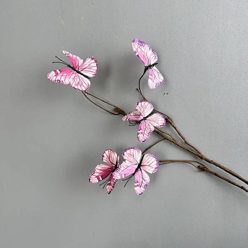 branche de papillon artificielle avec fausses fleurs décoratives pour jardin - vue 10 sur 13