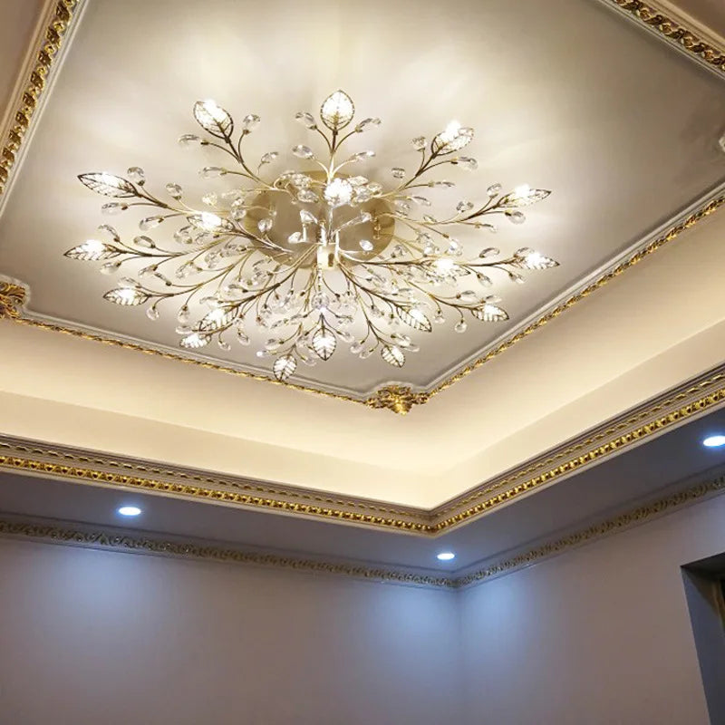 SANDYHA moderne nordique lustres de plafond lumière LED cristal salon salle à manger chambre luxe branche Lampara Techo Para Sala - vue 4 sur 18