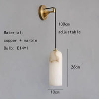 applique murale minimaliste en marbre naturel avec fil réglable