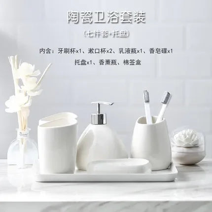 accessoires en céramique pour salle de bain complets et élégants - vue 8 sur 10