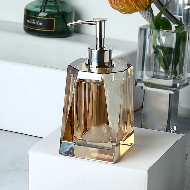 distributeur de savon en verre accessoires de salle de bain luxe - vue 4 sur 16