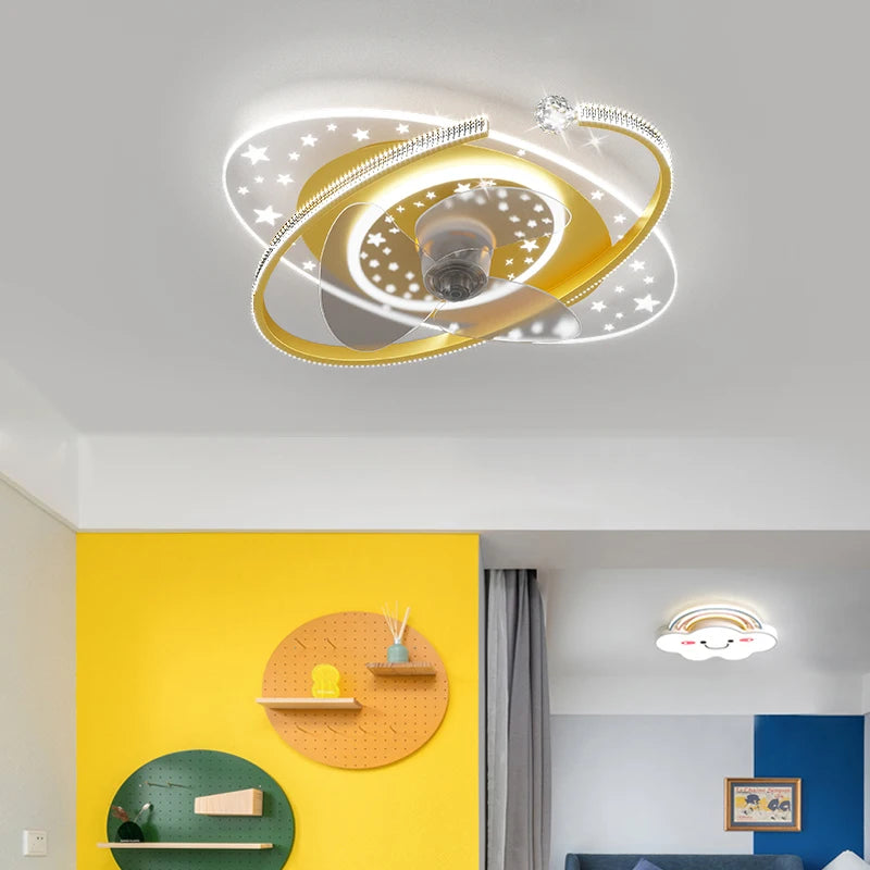 Plafonnier ventilateur de plafond à tête secouante 360 degrés led silencieux - vue 5 sur 12